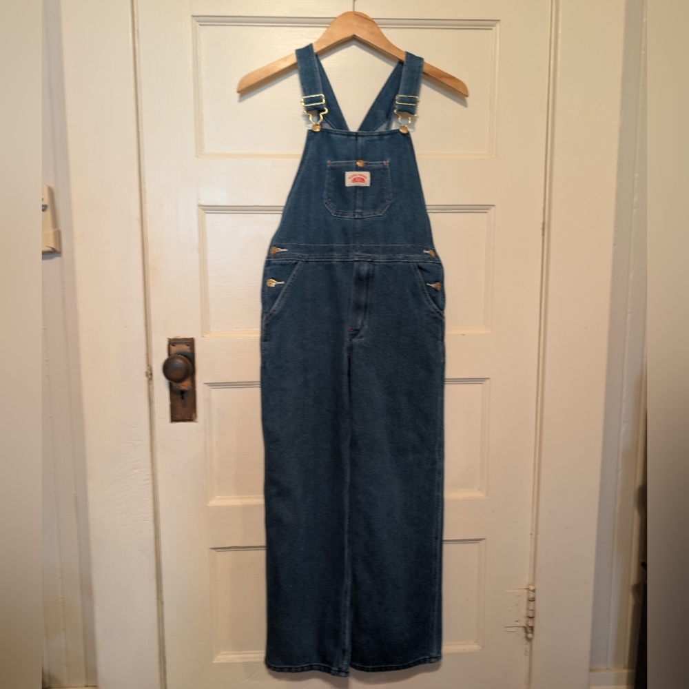 Vintage Y2K Round House Kids Denim Overalls Size 12 Blue Jean Classic Bibs Youth